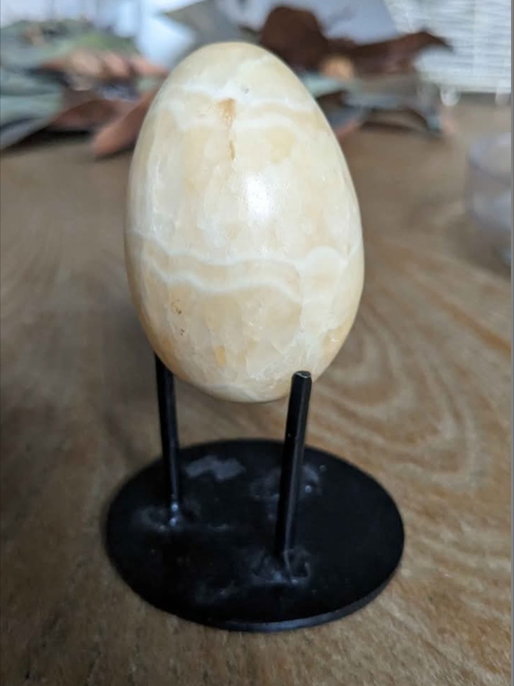 Carved Yellow Calcite Egg